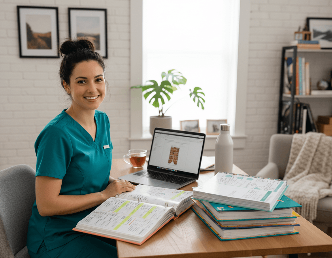 Nursing student studying for NCLEX